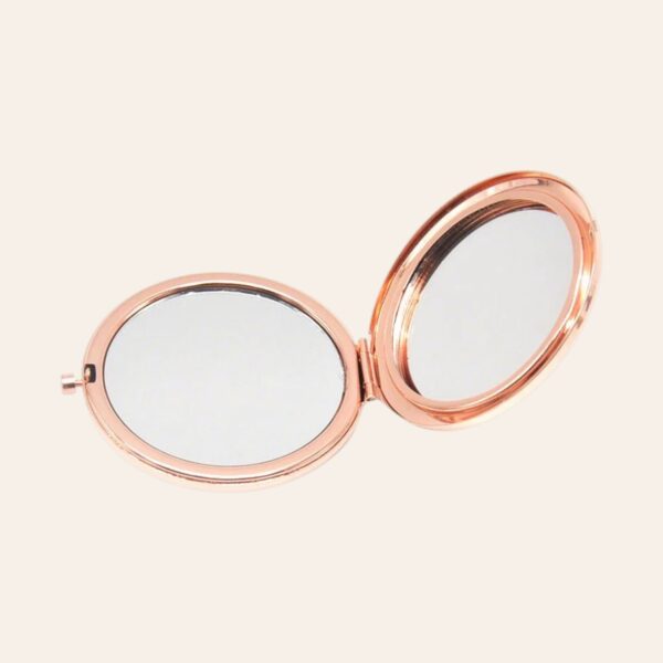 Personalised Laser Engraved Rose Gold Compact Mirror – Custom Keepsake Gift-open-product-fully-open--view