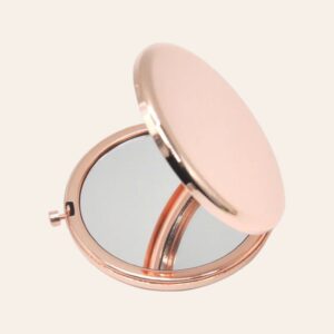 Personalised Laser Engraved Rose Gold Compact Mirror – Custom Keepsake Gift-open-product-slightly-open-view