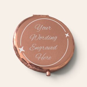 Personalised Laser Engraved Rose Gold Compact Mirror – Custom Keepsake Gift