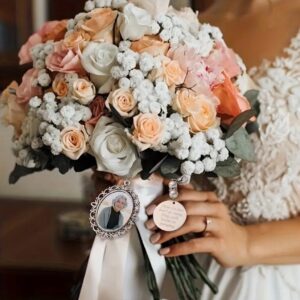 Alternative view of Personalised Floral Memorial Pendant