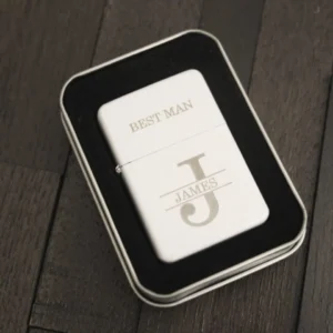 Personalised Heritage "White Gloss" Metal Lighter - Laser – Final Stock