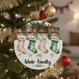 Alternative view of Family Ceramic Christmas Ornament