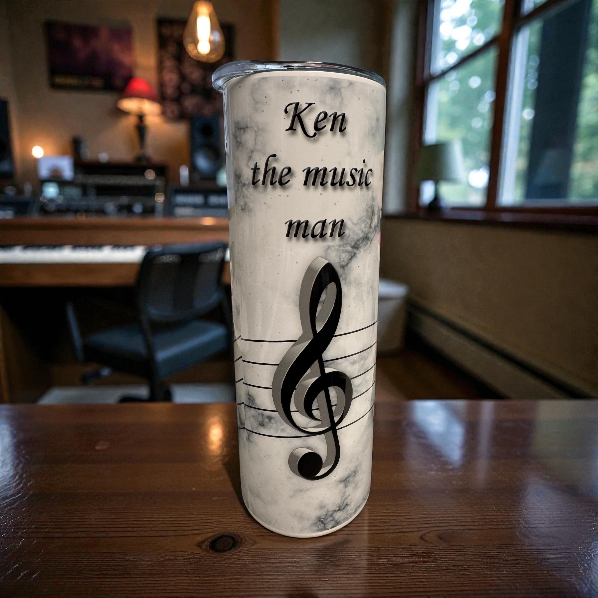 Personalised Slim Tumbler – Standard Piano Keys & Music Design