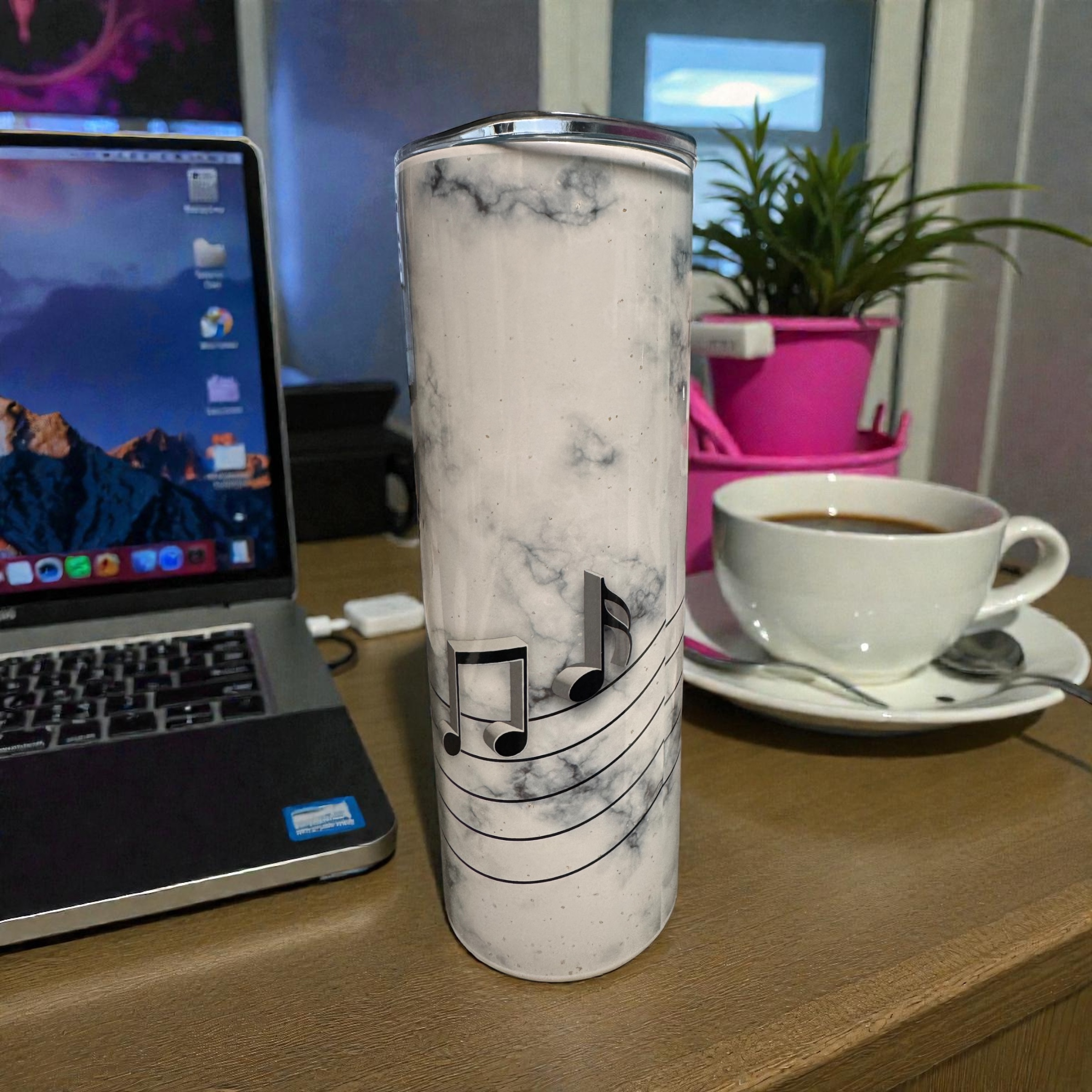 Personalised Slim Tumbler – Standard Piano Keys & Music Design - Image 4