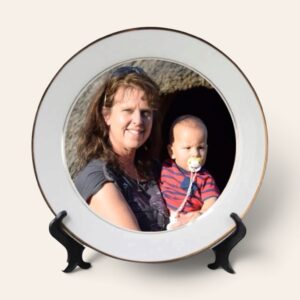 8″-Personalised-Photo-Ceramic-Plate-with-Gold-Rim