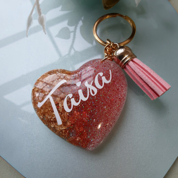 custom-glitter-heart-keyring-personalised-resin -keyring-pin-glitter