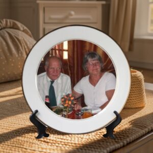 Alternative view of 8" Personalised Photo Ceramic Plate with Gold Rim