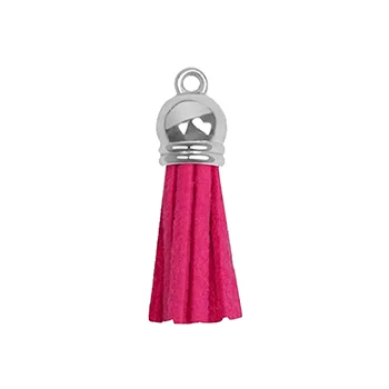 Keychain - Tassel - silver - Fuchsia