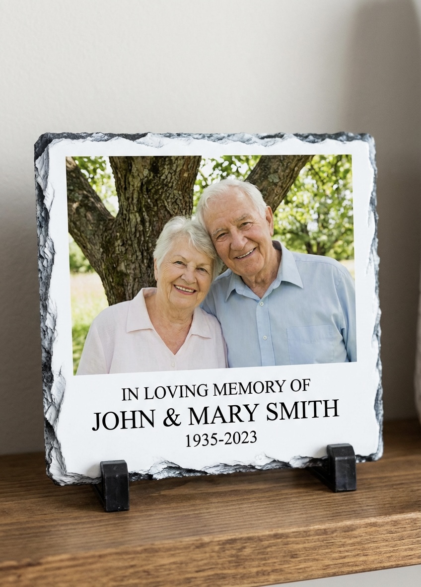 Personalised Memorial Photo Plaque - Slate
