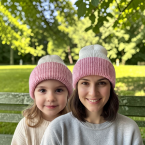 Mommy-and-Me-Matching-Beanie-Set-pink-and-white