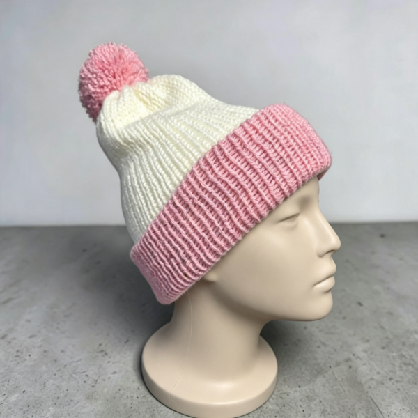Mommy-and-Me-Matching-Beanie-Set-pink-and-white-display