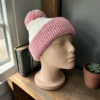 Mommy-and-Me-Matching-Beanie-Set-pink-and-white-lifestyle-display