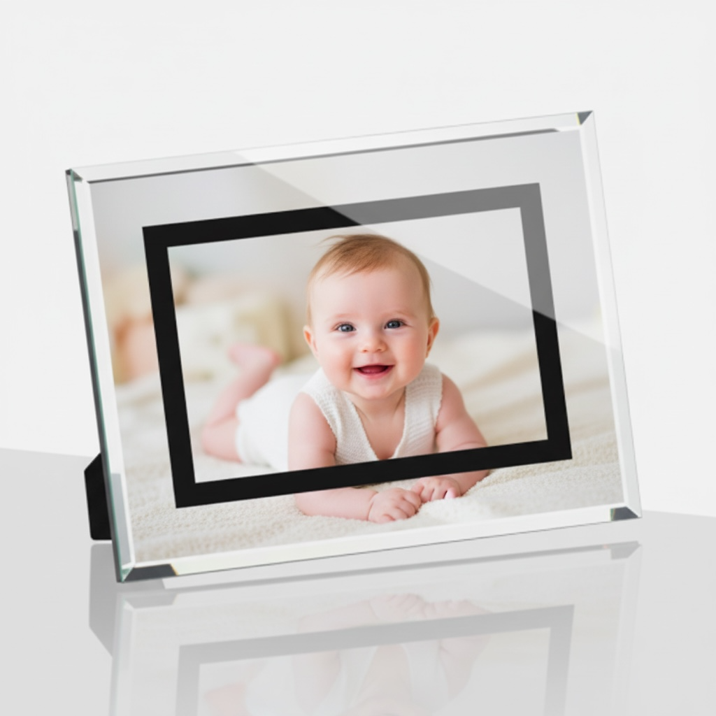 Personalised Glass Photo Frame - Double Mirror Edge - Image 2