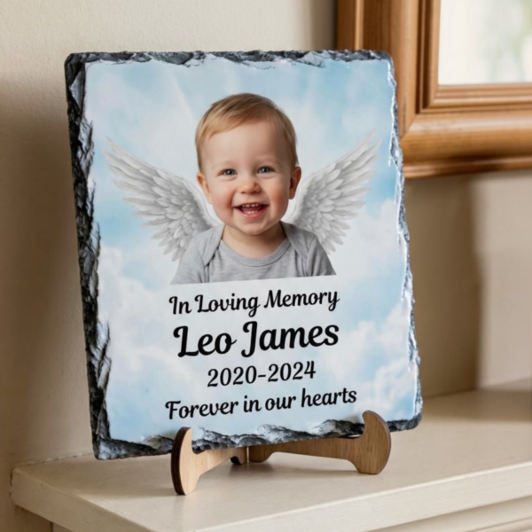 personalised-memorial-photo-plaque-slate-angel-baby