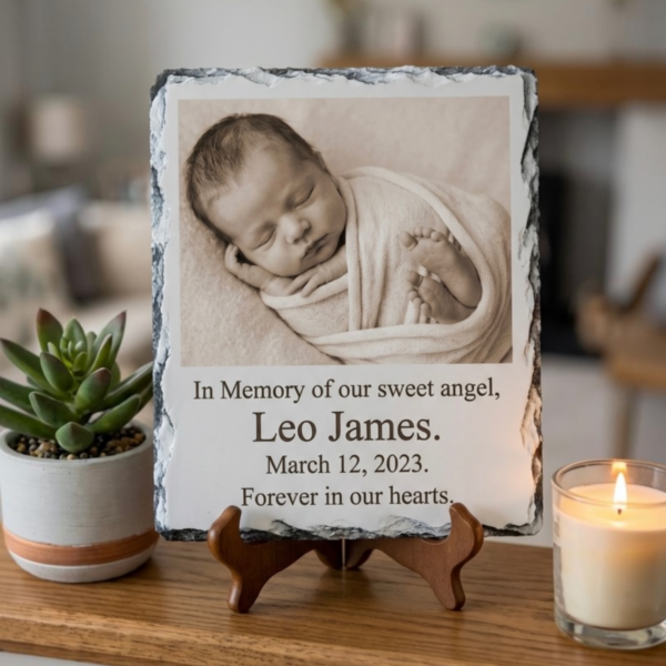 personalised-memorial-photo-plaque-slate-baby-lifestyle