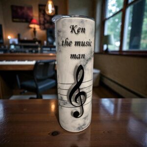 Alternative view of Personalised Slim Tumbler – Standard Piano Keys & Music Design