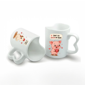 Personalised Heart Handle Mug Funny Pig Chicken Design