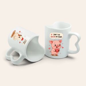 Personalised Heart Handle Mug Funny Pig Chicken Design