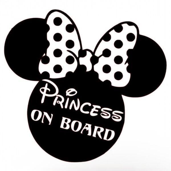 Minnie Mouse Princess On Board Vinyl Decal