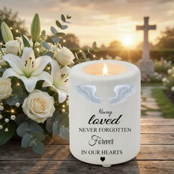 White Ceramic Tea Light Holder Customized With Photo or Graphic And Personal Message