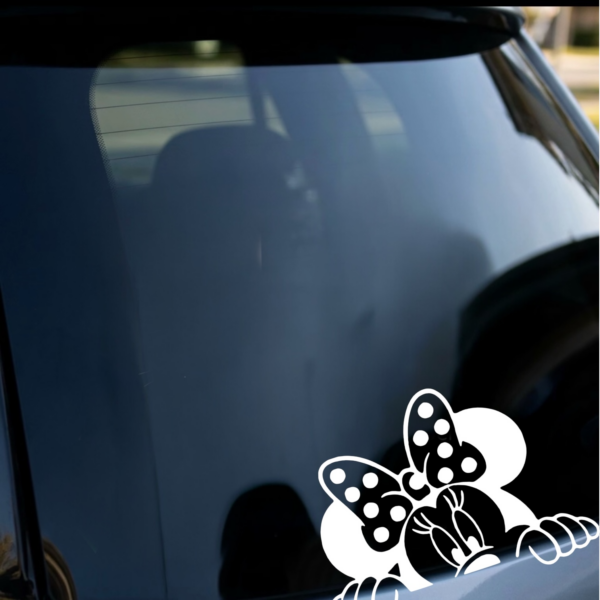Peeping Minnie Mouse Vinyl Decal - For Any Smooth Surface