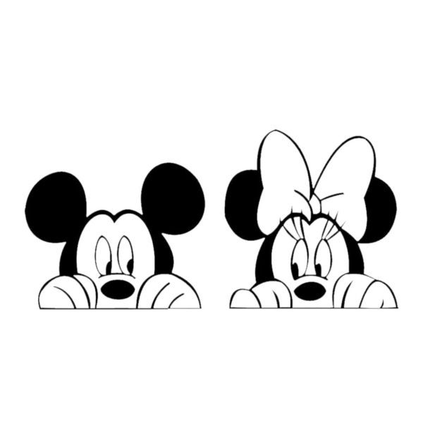 Peeking Mickey and Minnie Mouse Vinyl Decal Sticker