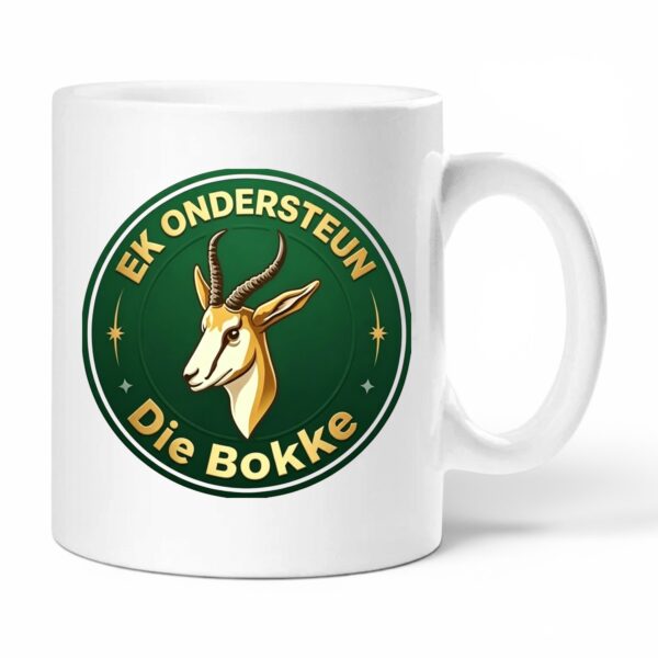 Afrikaans Only "Ek Ondersteun Die Bokke" Springbok Mug