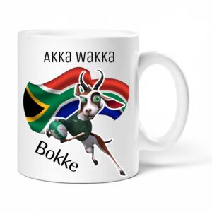 Akka Wakka Bokke dual-sided ceramic mug - front view