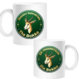 Springbok Mug - Dual Sided English & Afrikaans Design