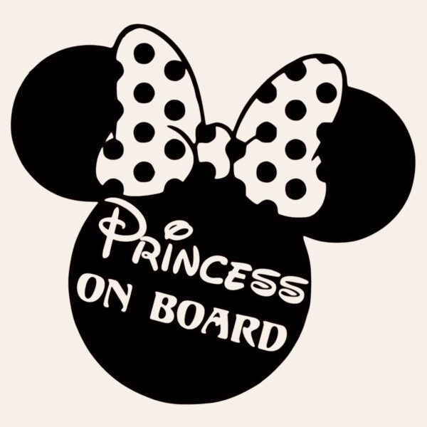 Minnie Mouse Princess On Board Vinyl Decal