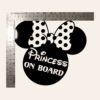 Minnie Mouse Princess On Board Vinyl Decal - measurements