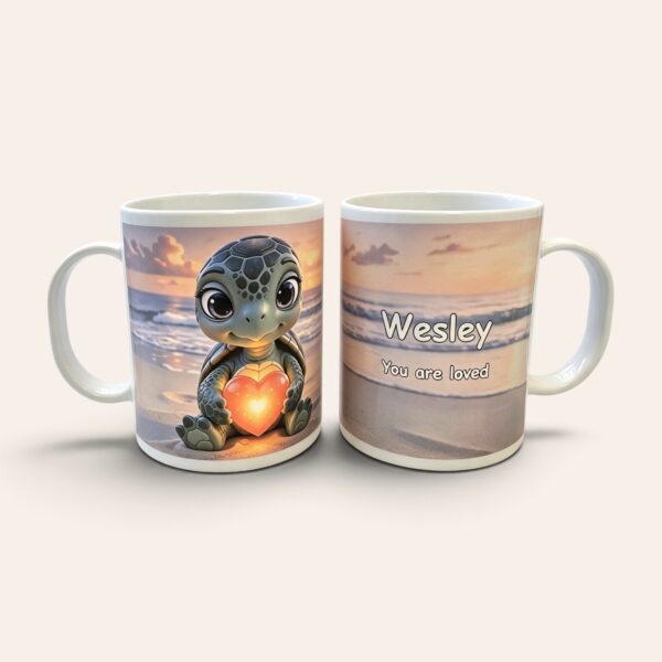 Personalised Turtle Polymer Mug-Optional Name & Sentiment - Back & Front