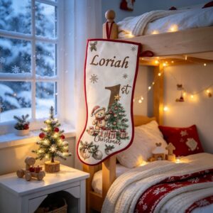 Alternative view of Personalised Baby’s 1st Christmas Stocking — Teddy Bear Design